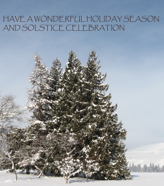 a frosting of snow on cedars and text 525px