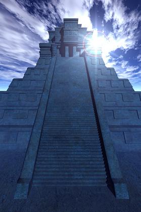 Mayan temple at night