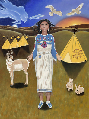 White Buffalo Calf Woman, original artwork by Seattle artist Karen MacKenzie. See end of article for more info. 