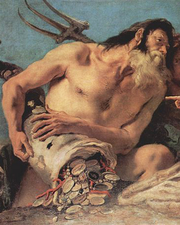 Detail from Neptune Offering Gifts to Venice, by Giambattista Tiepolo. c. 1750. 